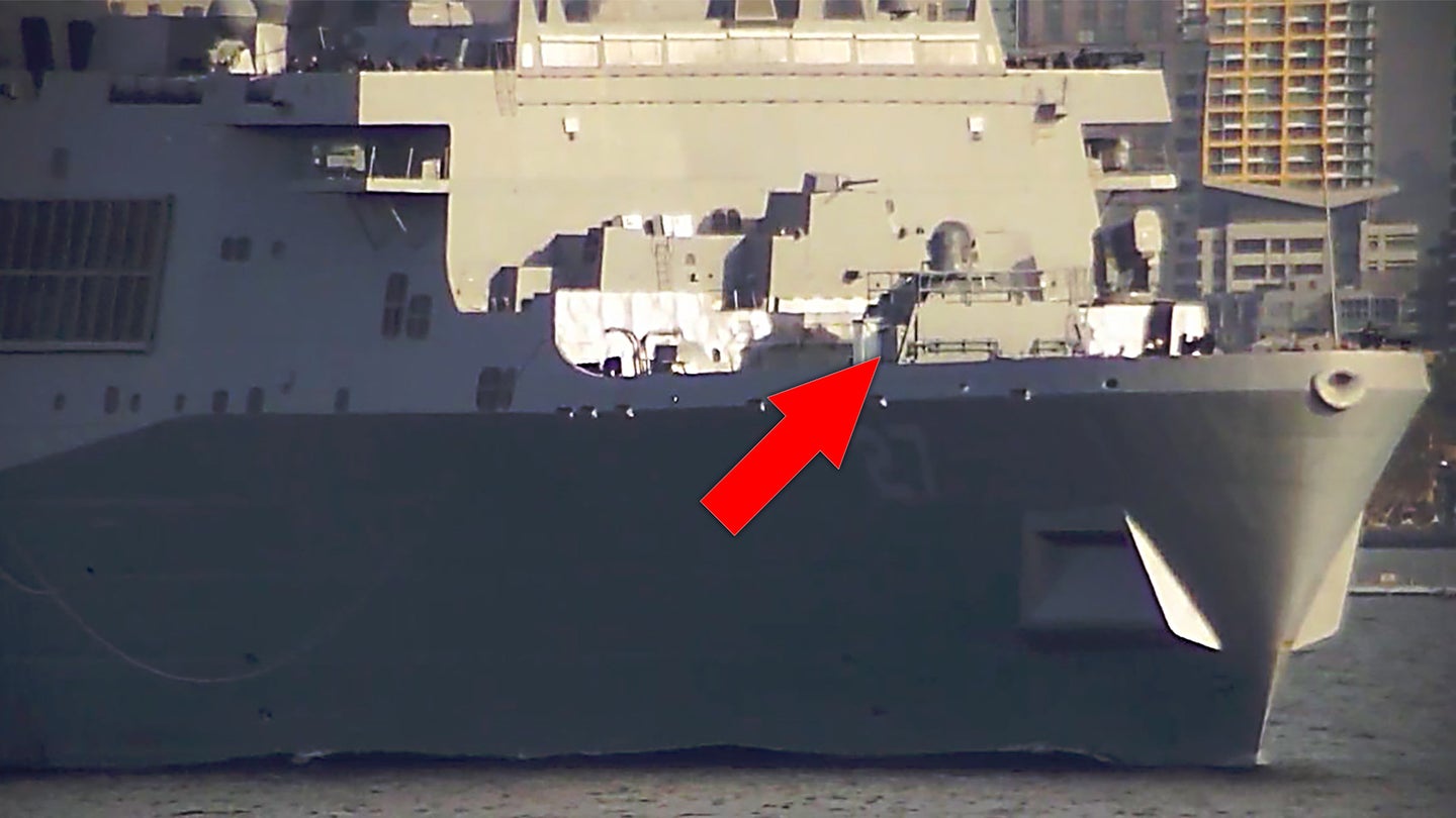 美国海军两栖战舰波特兰号被发现带着新的激光炮塔驶向大海(更新)