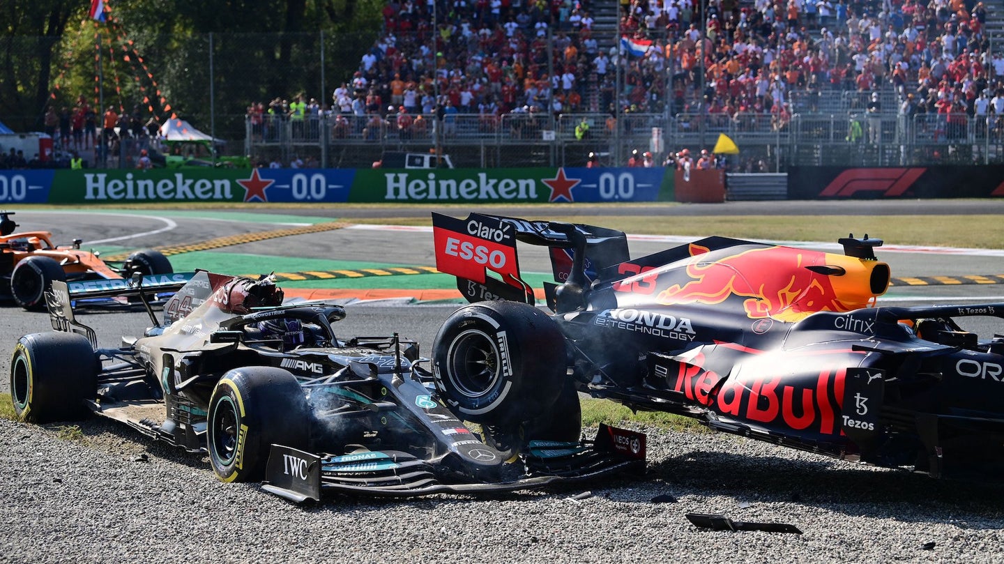 汉密尔顿和维斯塔彭在令人震惊的撞车后退出意大利F1大奖赛