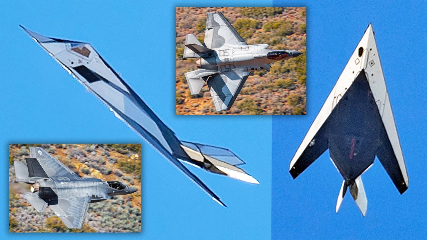 F-35和F-117被发现带着神秘的镜面皮肤飞行