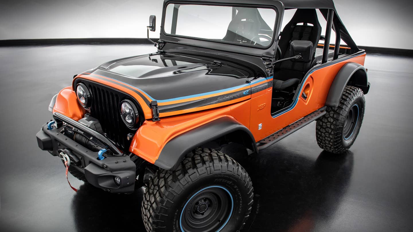 Jeep CJ Surge概念车可能有越野电动汽车板条箱马达，我们一直在等待