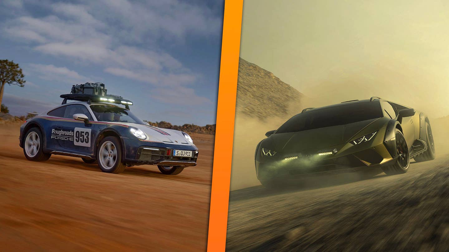 越野车兰博基尼Huracan Sterrato和保时捷911 Dakar，比较