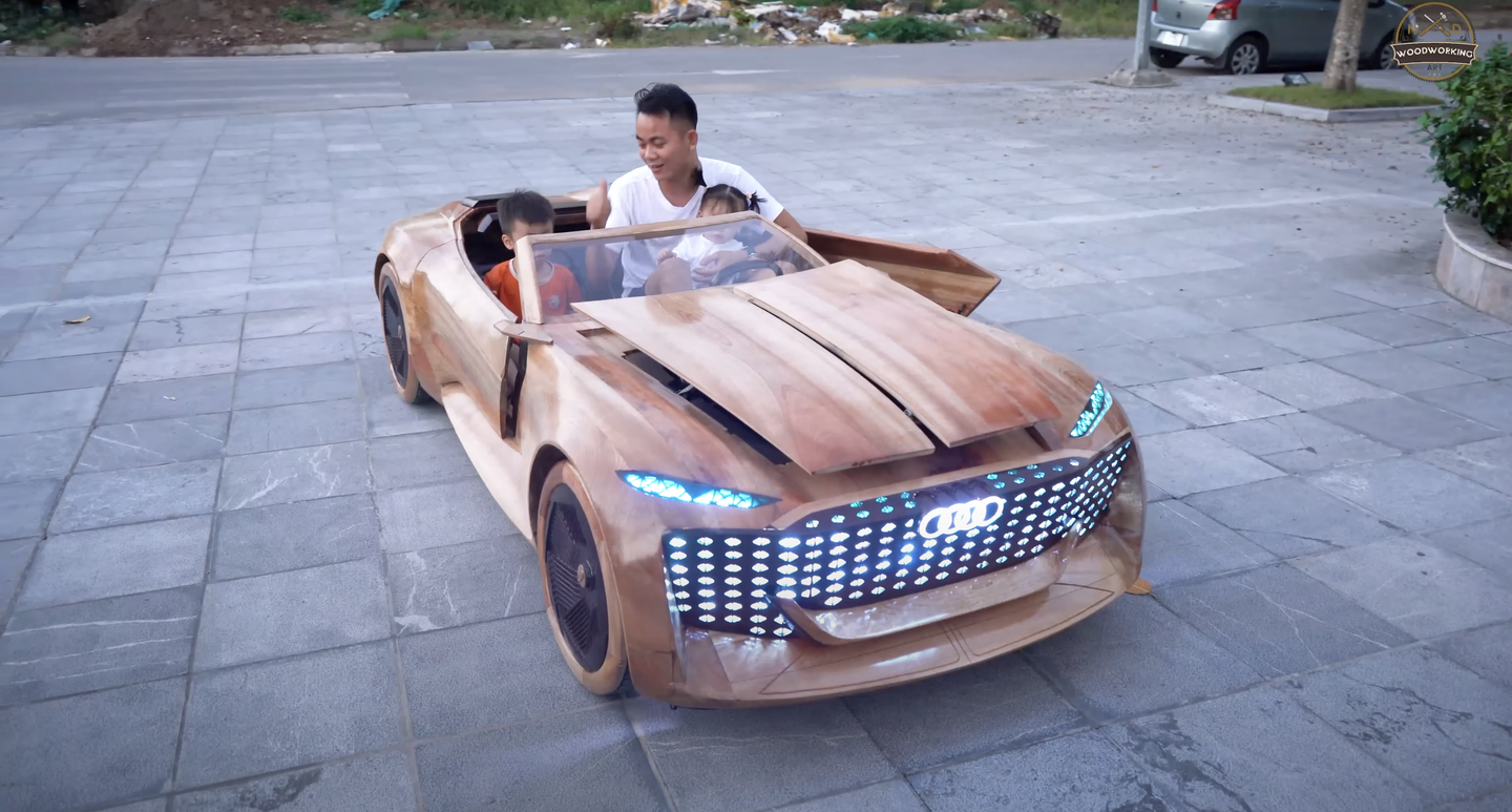 有人制作了一辆可驾驶的木制奥迪天空概念车